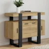 IDMarket Buffet 100cm 4 portes bois et noir avec étagère* Meubles En Bois|Buffets