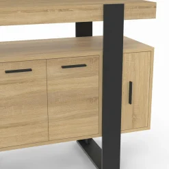 IDMarket Buffet 100cm 4 portes bois et noir avec étagère* Meubles En Bois|Buffets