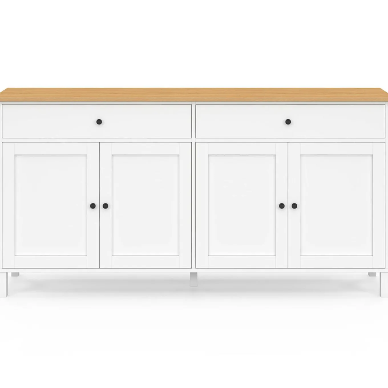 IDMarket Buffet 160cm 4 portes et 2 tiroirs blanc et plateau bois* Meubles Blancs|Meubles En Bois