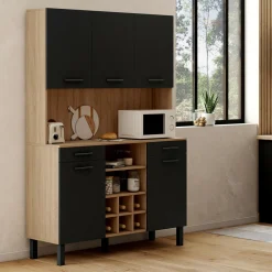 IDMarket Buffet cuisine 120 cm 5 portes range-bouteilles* Buffets De Cuisine