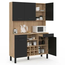 IDMarket Buffet cuisine 120 cm 5 portes range-bouteilles* Buffets De Cuisine