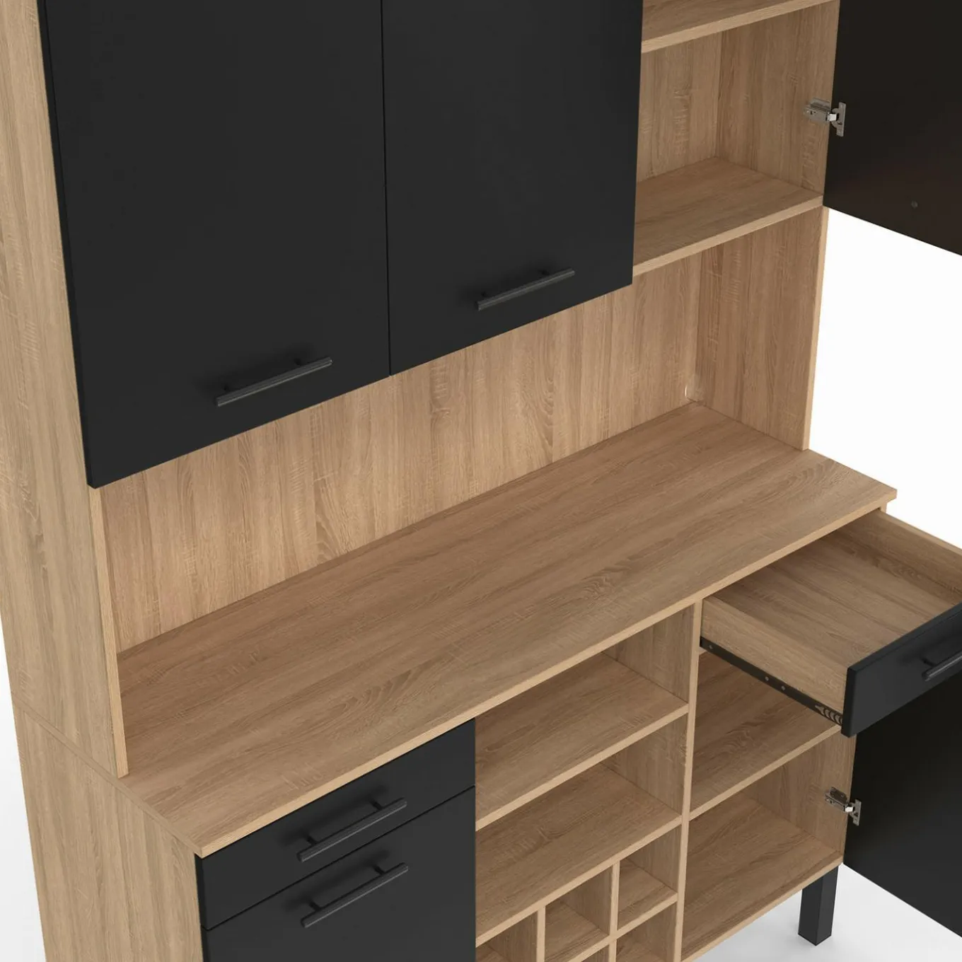 IDMarket Buffet cuisine 120 cm 5 portes range-bouteilles* Buffets De Cuisine