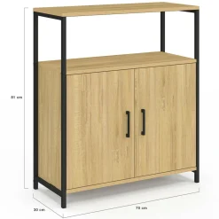 IDMarket Buffet d'appoint 1 niche et 2 portes 70 cm design industriel* Buffets