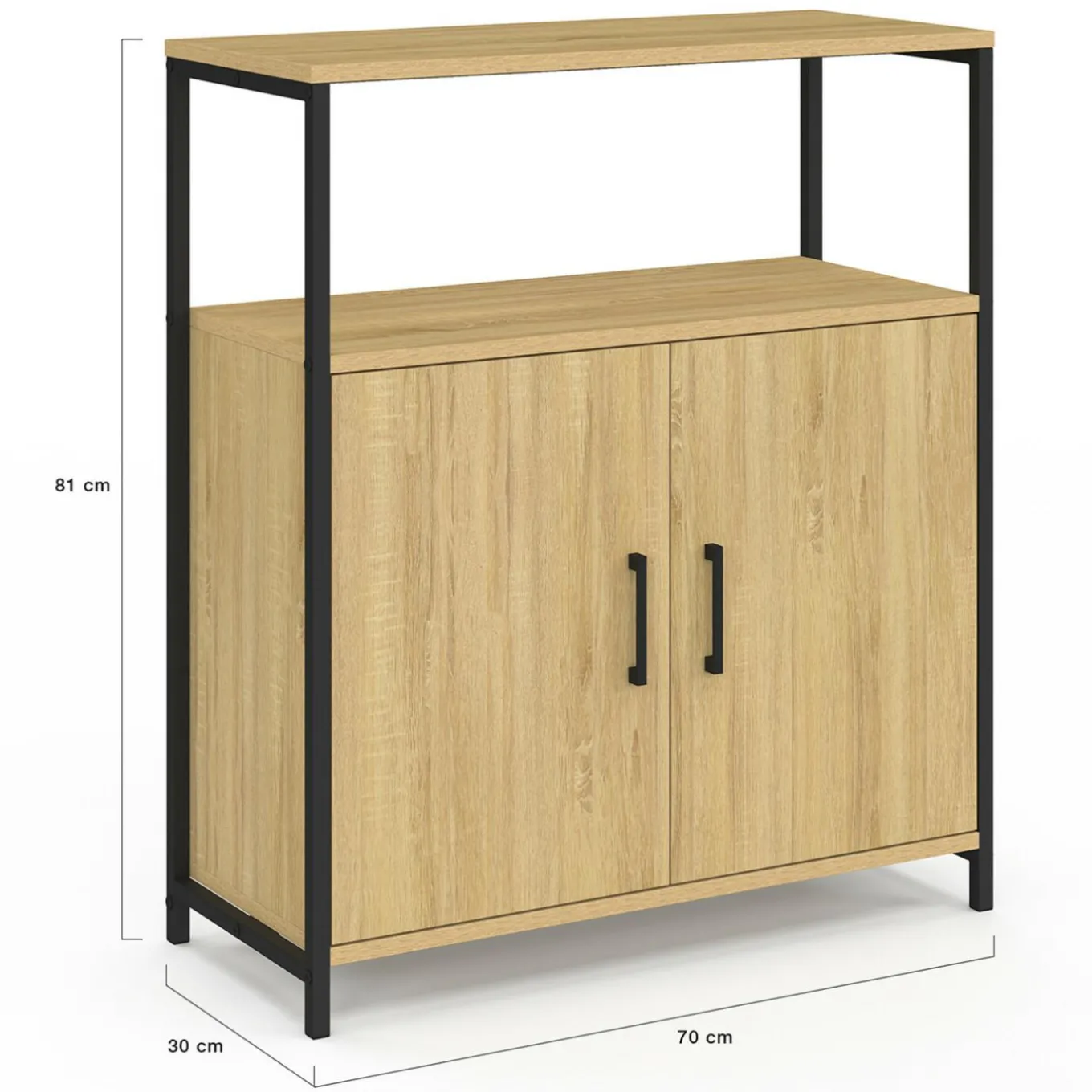 IDMarket Buffet d'appoint 1 niche et 2 portes 70 cm design industriel* Buffets