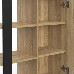 IDMarket Buffet d'appoint 3 étagères et placard 70 cm bois et noir* Petits Meubles|Buffets