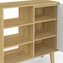 IDMarket Buffet d'appoint 3 étagères et placard 70 cm blanc et bois façon hêtre* Meubles Blancs|Meubles En Bois