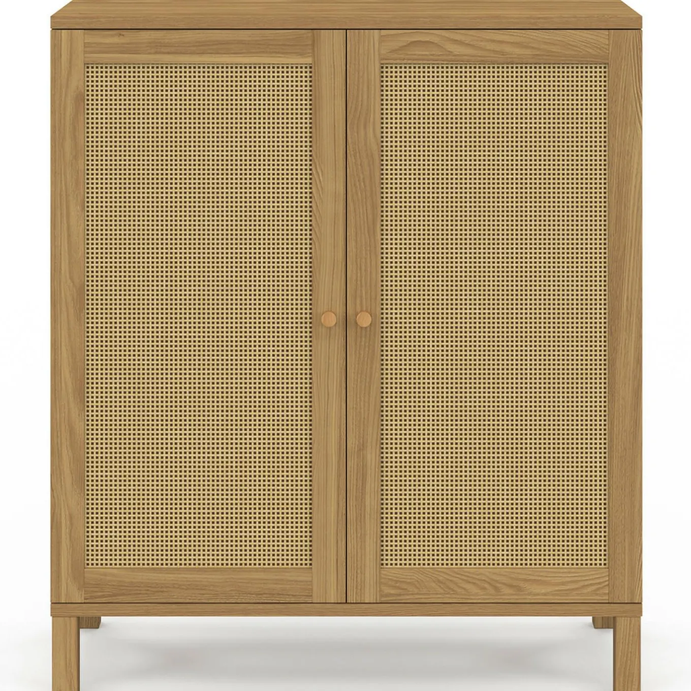 IDMarket Buffet d'appoint vintage 70 cm 2 portes effet cannage* Collection Cannage|Collection Vintage