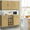 IDMarket Buffet de cuisine 5 portes et range-bouteilles design industriel 120 cm* Meubles Tiroirs|Meubles Hauts