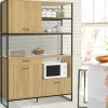 IDMarket Buffet de cuisine industriel 3 portes 1 tiroir* Meubles De Cuisine Avec Plan De Travail|Buffets De Cuisine
