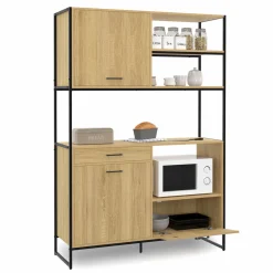 IDMarket Buffet de cuisine industriel 3 portes 1 tiroir* Meubles De Cuisine Avec Plan De Travail|Buffets De Cuisine