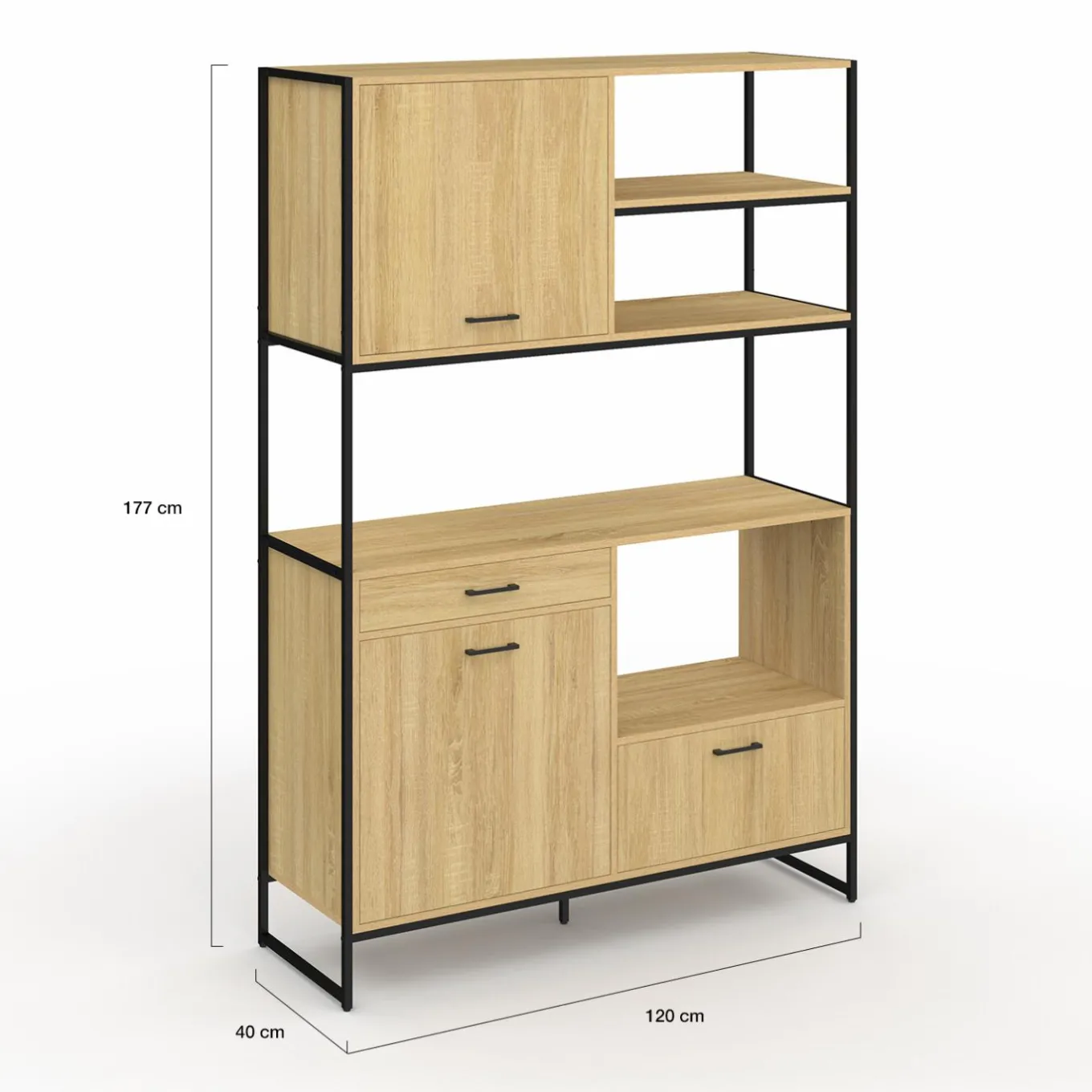 IDMarket Buffet de cuisine industriel 3 portes 1 tiroir* Meubles De Cuisine Avec Plan De Travail|Buffets De Cuisine