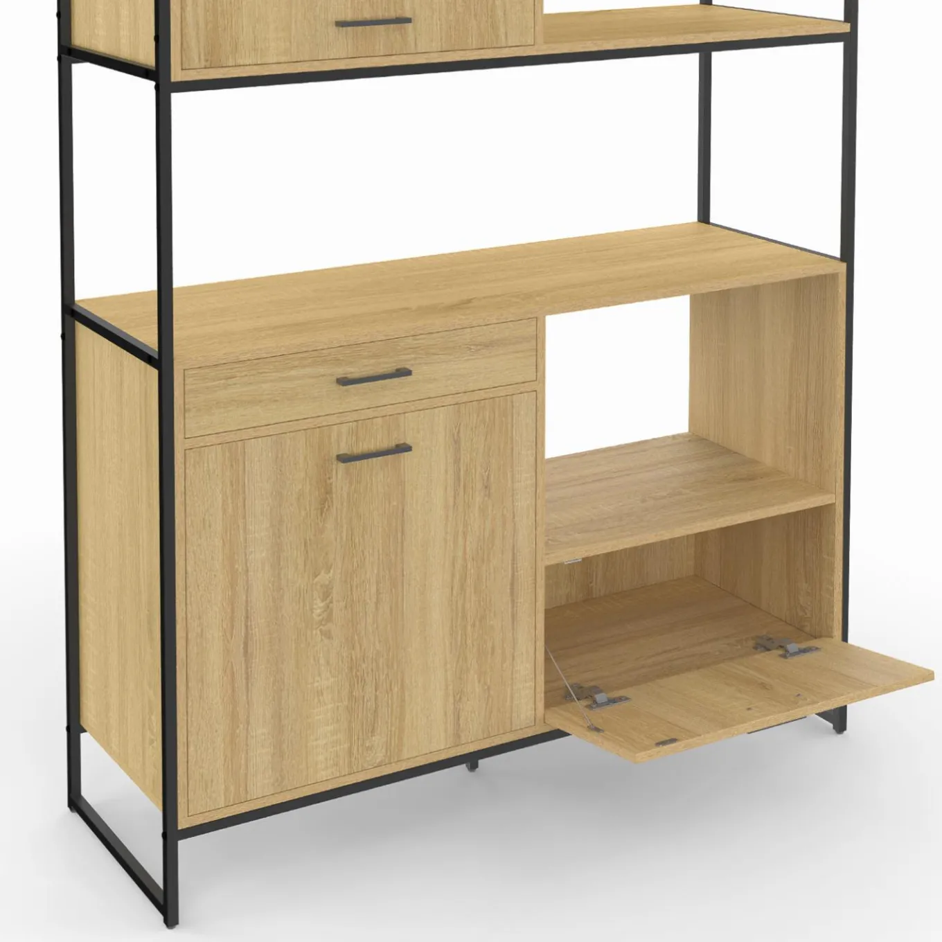 IDMarket Buffet de cuisine industriel 3 portes 1 tiroir* Meubles De Cuisine Avec Plan De Travail|Buffets De Cuisine