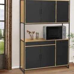 IDMarket Buffet de cuisine industriel 120 cm avec 6 portes* Meubles Tiroirs|Meubles Hauts