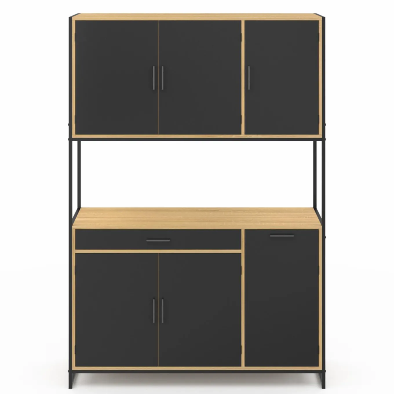 IDMarket Buffet de cuisine industriel 120 cm avec 6 portes* Meubles Tiroirs|Meubles Hauts