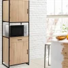 IDMarket Buffet de cuisine industriel bois et métal 60 cm* Meubles Tiroirs|Meubles Hauts