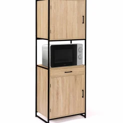IDMarket Buffet de cuisine industriel bois et métal 60 cm* Meubles Tiroirs|Meubles Hauts