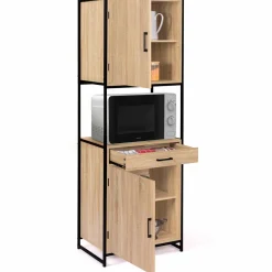 IDMarket Buffet de cuisine industriel bois et métal 60 cm* Meubles Tiroirs|Meubles Hauts