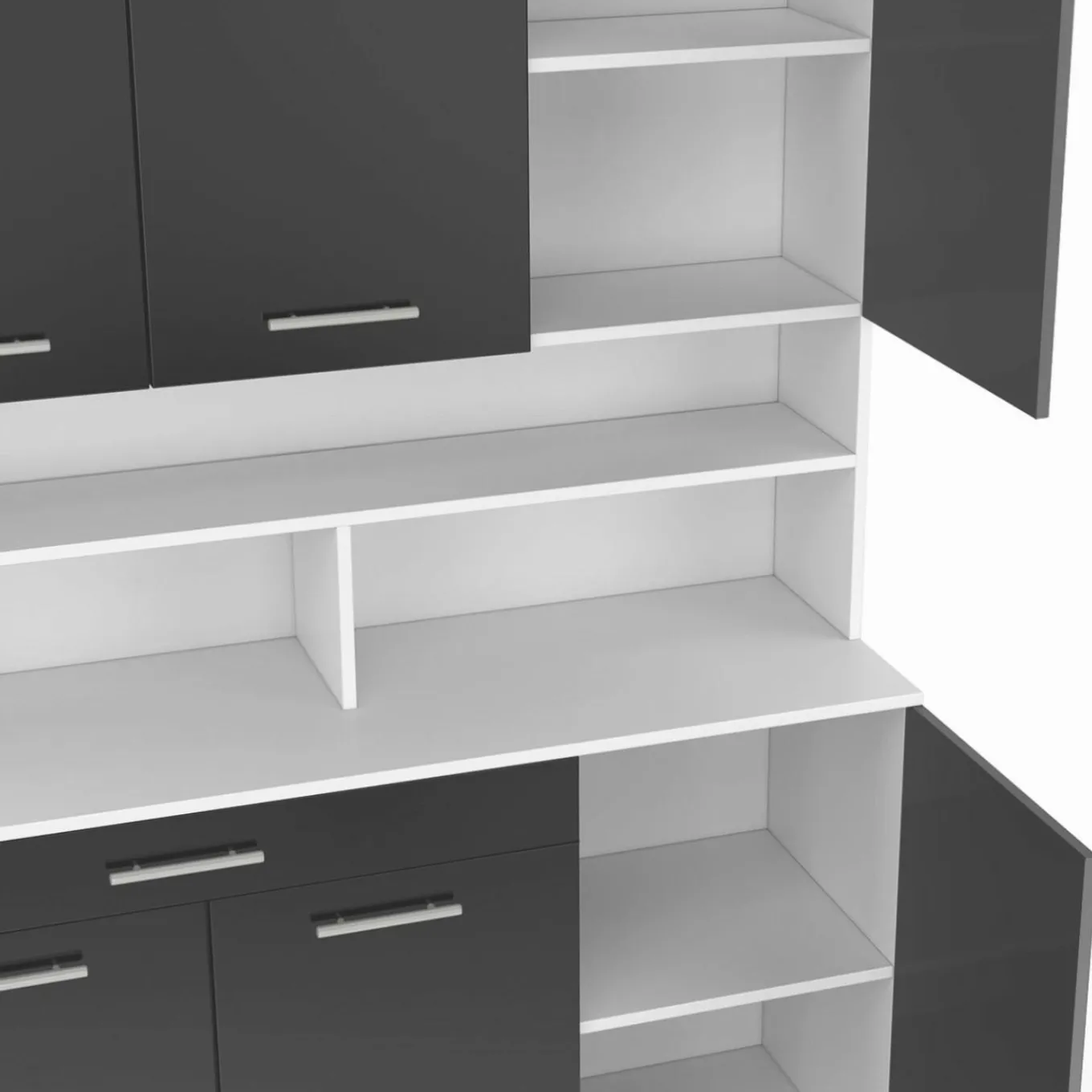 IDMarket Buffet de cuisine vaisselier gris et blanc 120 cm* Meubles Tiroirs|Collection Design