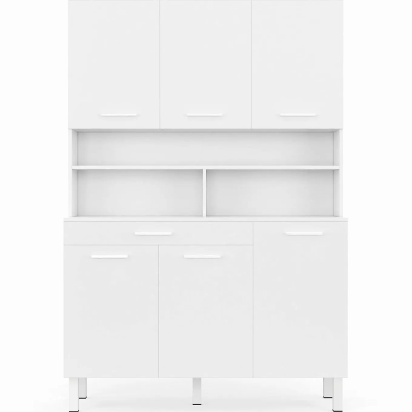 IDMarket Buffet de cuisine vaisselier blanc brillant 120 cm* Meubles Tiroirs|Meubles De Cuisine Avec Plan De Travail