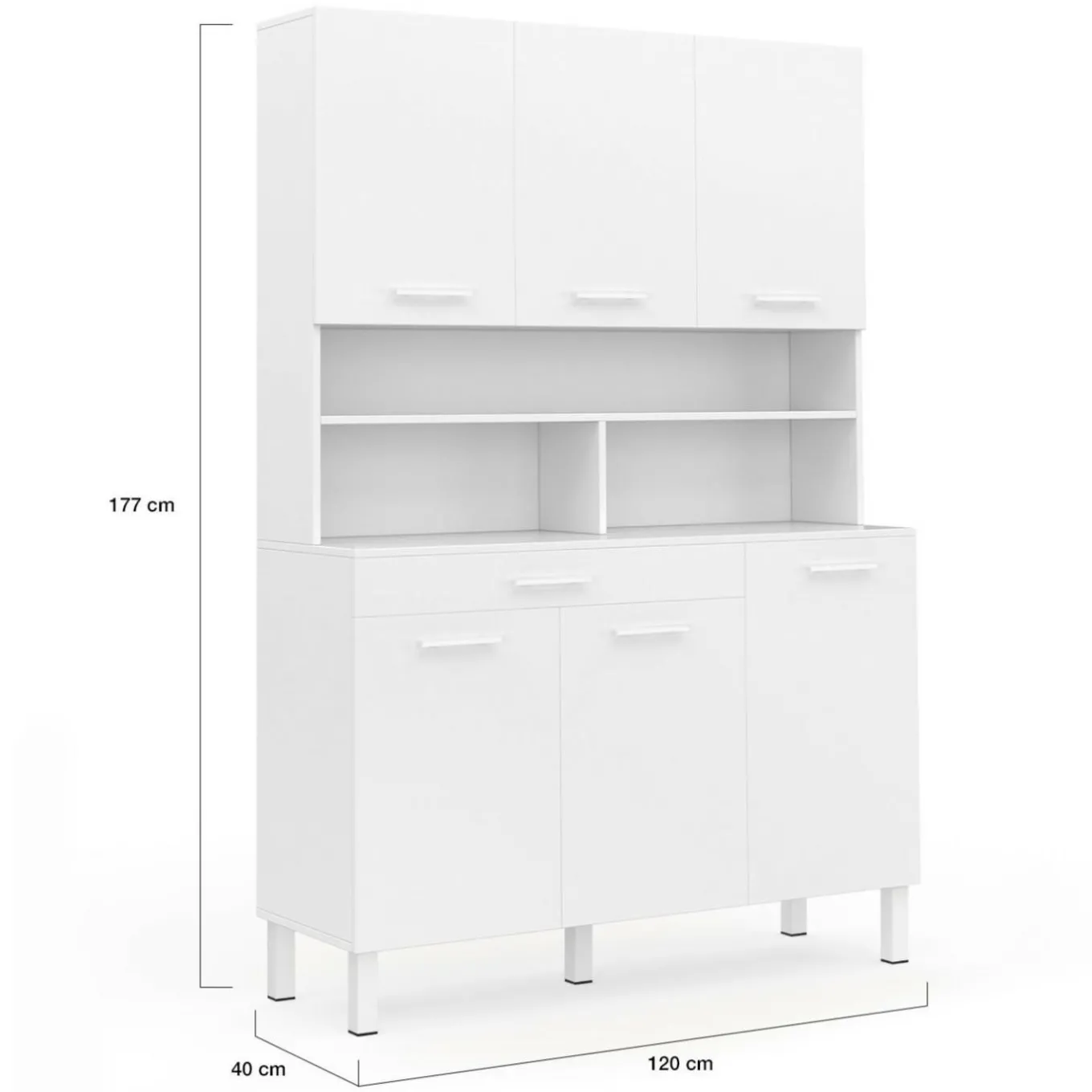 IDMarket Buffet de cuisine vaisselier blanc brillant 120 cm* Meubles Tiroirs|Meubles De Cuisine Avec Plan De Travail