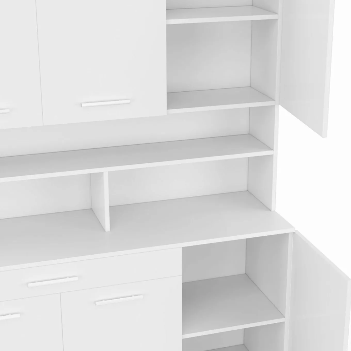 IDMarket Buffet de cuisine vaisselier blanc brillant 120 cm* Meubles Tiroirs|Meubles De Cuisine Avec Plan De Travail