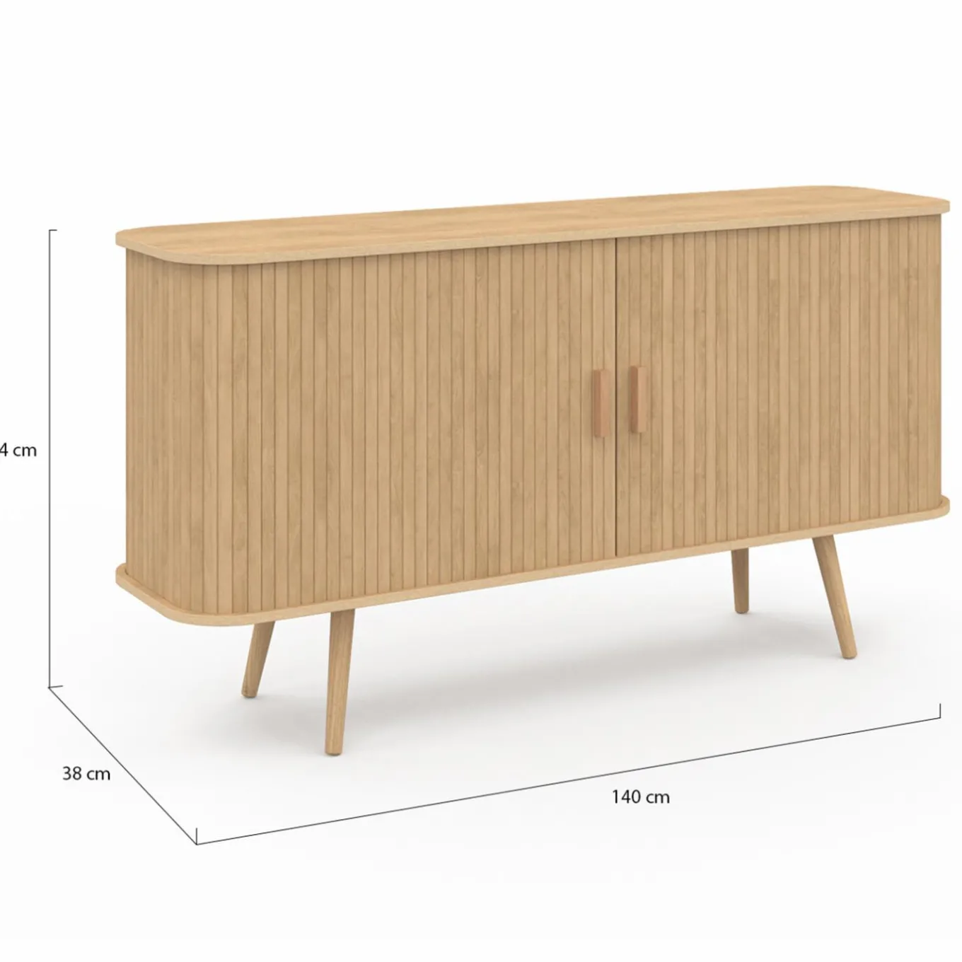 IDMarket Buffet en bois 140 cm effet lattes avec 2 portes coulissantes* Buffets|Salon Complet