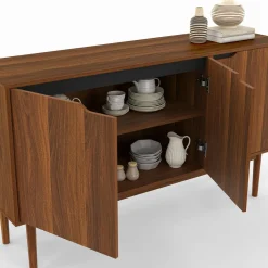 IDMarket Buffet en bois 140 cm vintage avec 3 portes effet noyer* Collection Vintage|Buffets