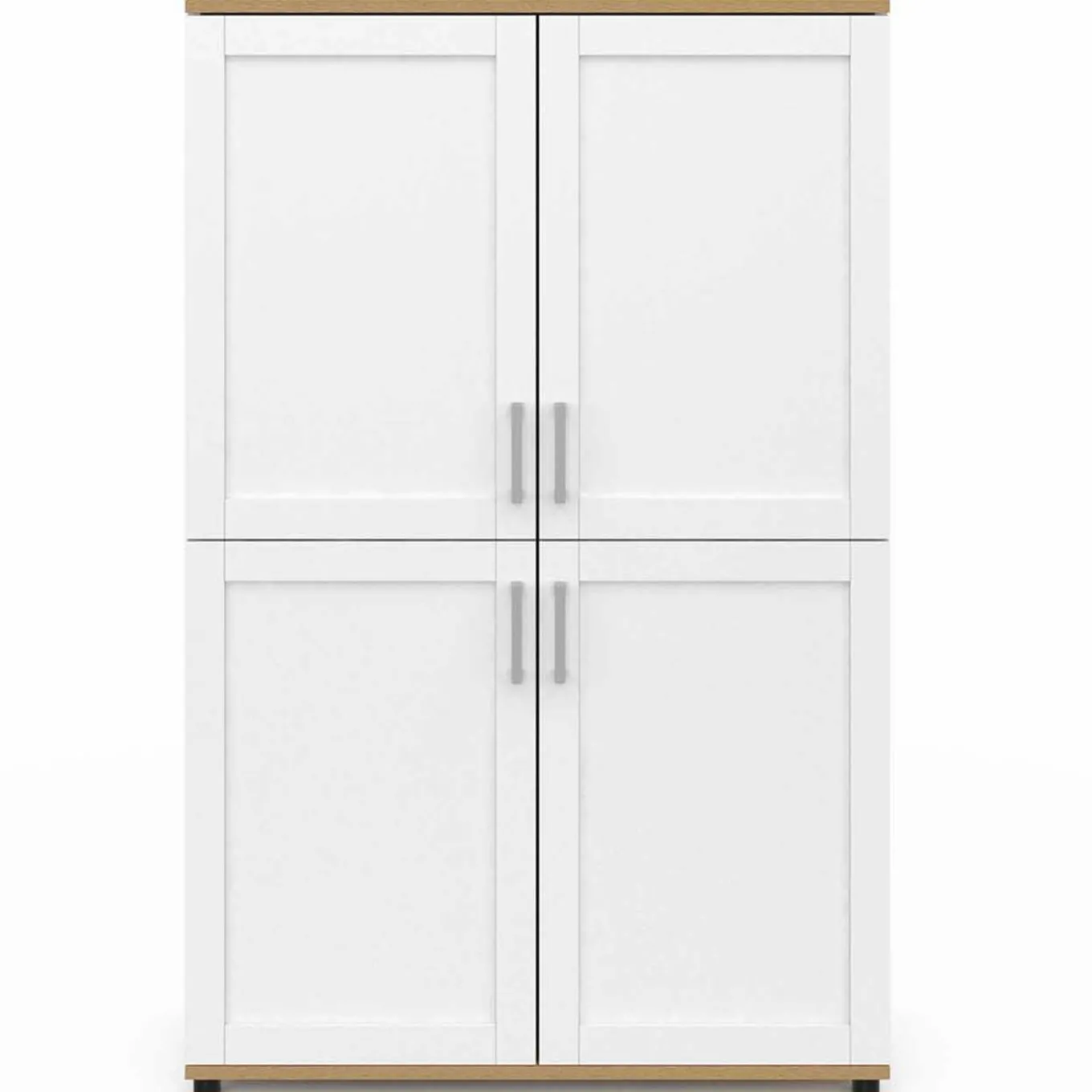 IDMarket Buffet haut blanc et bois avec 4 portes 125 cm* Buffets|Salon Complet