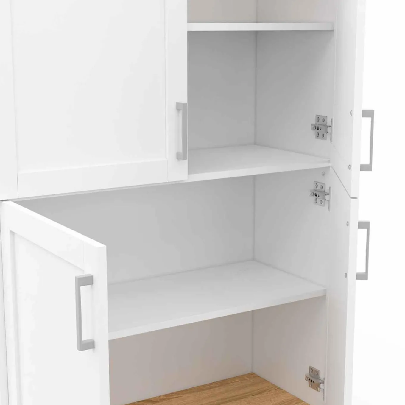 IDMarket Buffet haut blanc et bois avec 4 portes 125 cm* Buffets|Salon Complet