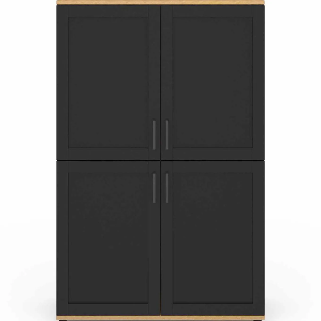 IDMarket Buffet haut noir et bois avec 4 portes 125 cm* Buffets|Salon Complet