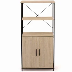 IDMarket Buffet haut style industriel 2 portes avec étagères* Collection Industrielle|Buffets De Cuisine
