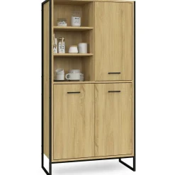 IDMarket Buffet haut style industriel 160 cm bois et métal avec rangement* Meubles Tiroirs|Collection Industrielle