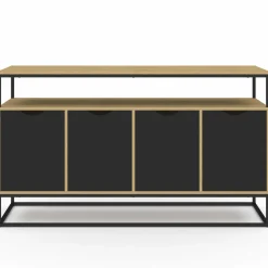 IDMarket Buffet industriel avec 4 portes noires* Buffets