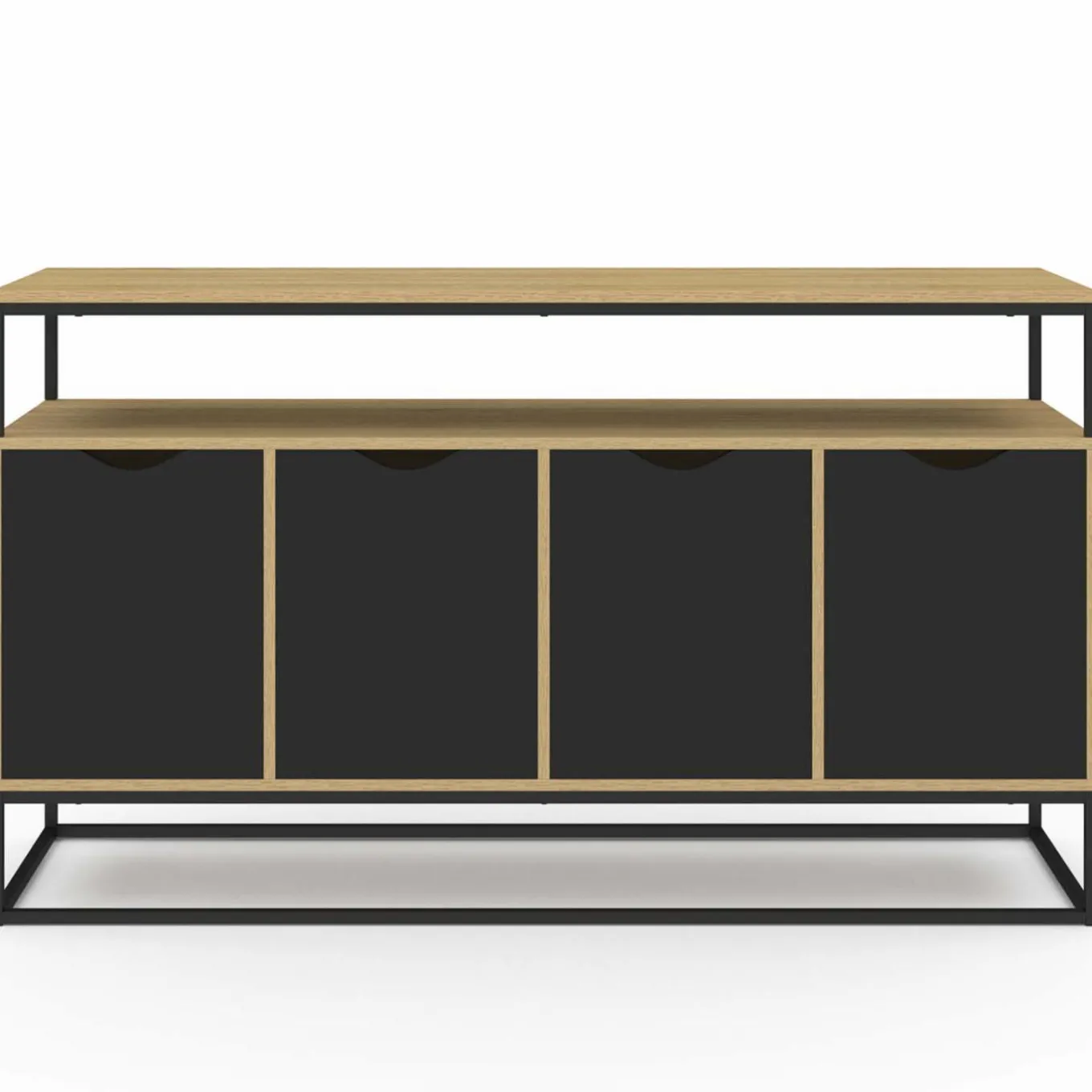 IDMarket Buffet industriel avec 4 portes noires* Buffets