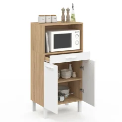 IDMarket Buffet mi-haut 60 cm 1 tiroir 2 portes blanc* Meubles Tiroirs|Collection Design