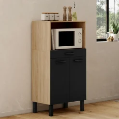 IDMarket Buffet mi-haut 60 cm 1 tiroir 2 portes noir* Meubles Tiroirs|Collection Design