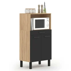 IDMarket Buffet mi-haut 60 cm 1 tiroir 2 portes noir* Meubles Tiroirs|Collection Design