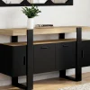 IDMarket Buffet noir avec plateau bois 140 cm 4 portes* Buffets