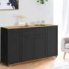 IDMarket Buffet noir et bois 4 portes 1 tiroir* Buffets|Salon Complet