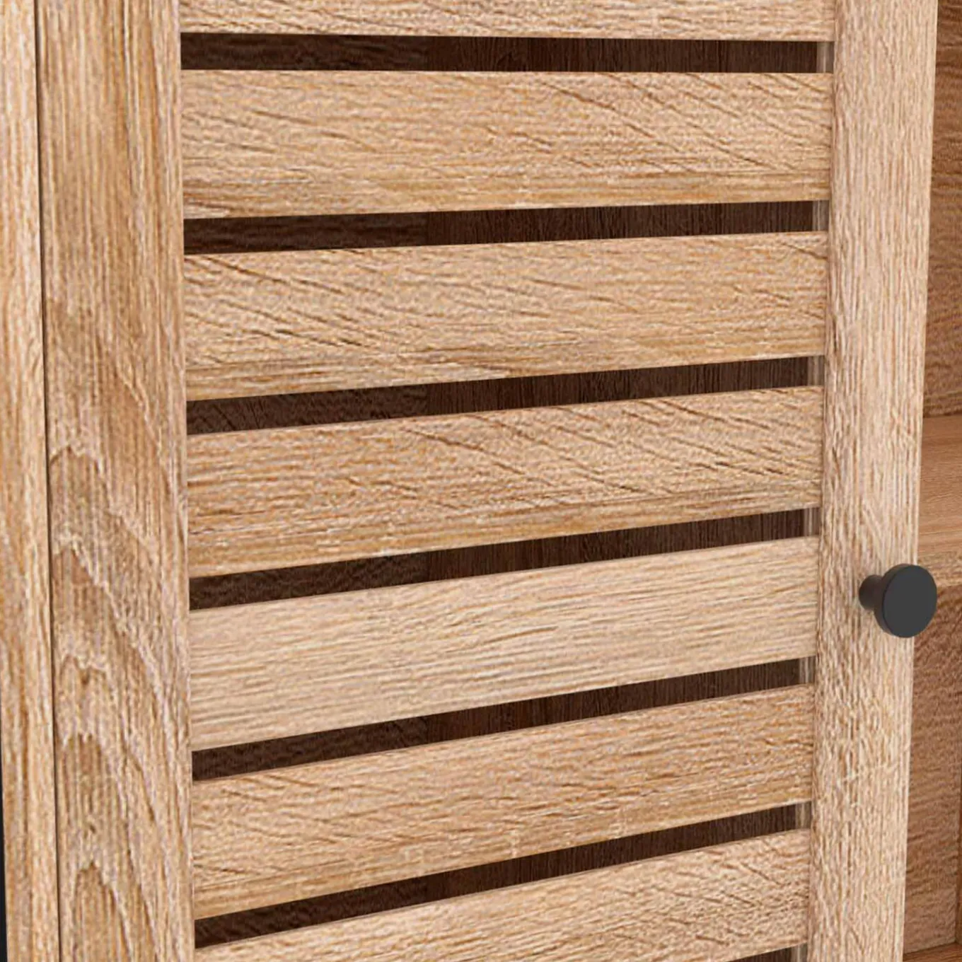 IDMarket Buffet portes persiennes bois et métal noir* Collection Industrielle|Salle À Manger Complète