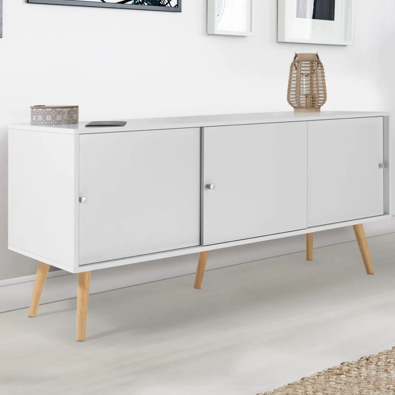 IDMarket Buffet scandinave bois blanc EFFIE* Meubles Bas|Meubles Blancs