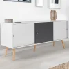 IDMarket Buffet scandinave bois blanc et gris EFFIE* Collection Scandinave|Salle À Manger Complète