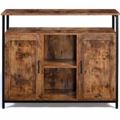IDMarket Buffet style industriel 2 portes effet bois vieilli 100 cm* Meubles Bas|Collection Industrielle