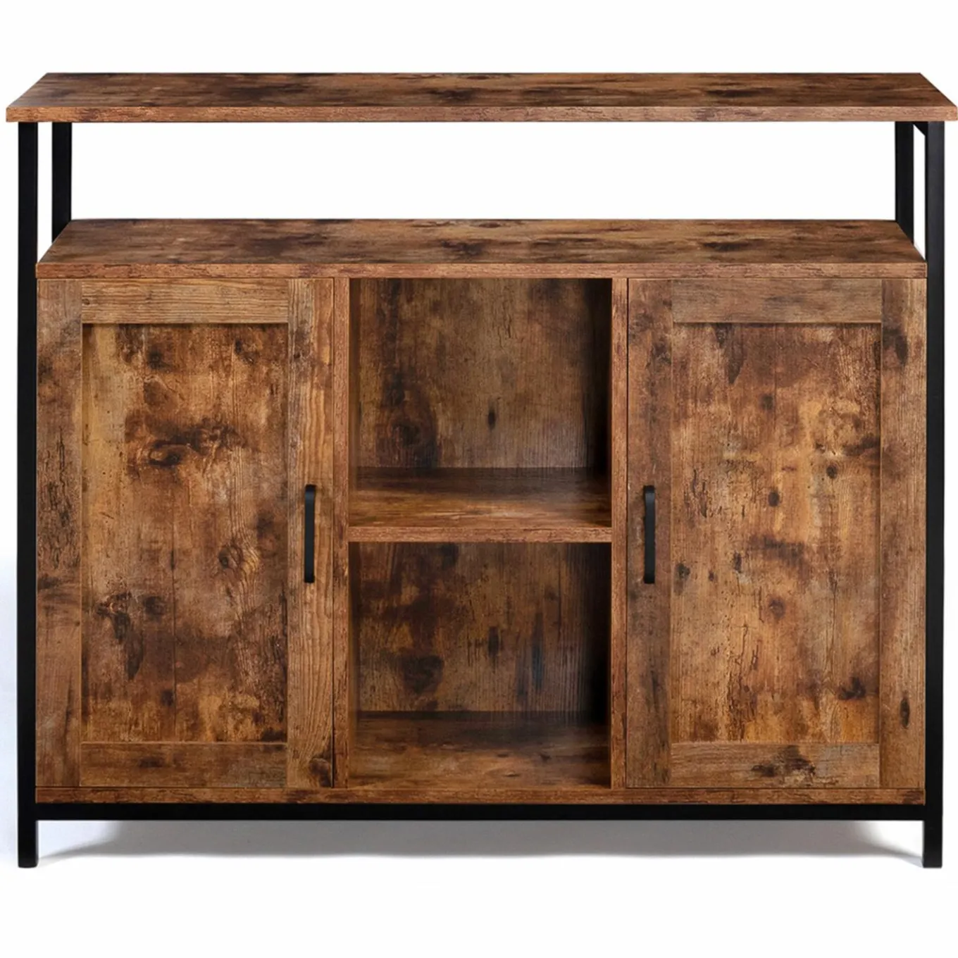 IDMarket Buffet style industriel 2 portes effet bois vieilli 100 cm* Meubles Bas|Collection Industrielle