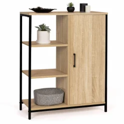 IDMarket Buffet style industriel avec étagères et placard* Collection Télétravail|Collection Industrielle