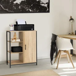 IDMarket Buffet style industriel avec étagères et placard* Collection Télétravail|Collection Industrielle