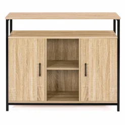 IDMarket Buffet style industriel avec 2 portes et étagères en bois et métal noir 100 cm* Meubles Bas|Meubles En Bois