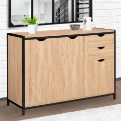 IDMarket Buffet style industriel bois et métal noir 110 cm* Meubles Tiroirs|Meubles Bas