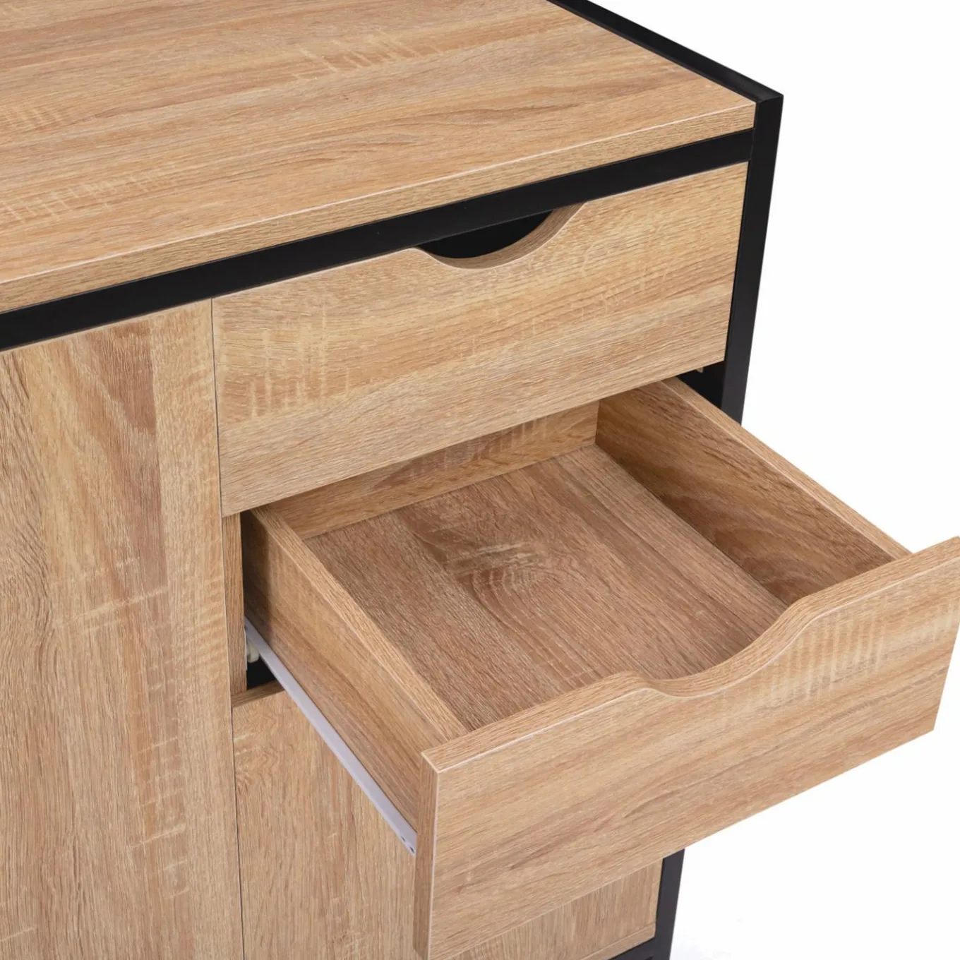 IDMarket Buffet style industriel bois et métal noir 110 cm* Meubles Tiroirs|Meubles Bas