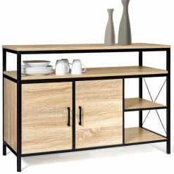 IDMarket Buffet style industriel bois et métal noir 100 cm* Meubles Bas|Meubles En Bois